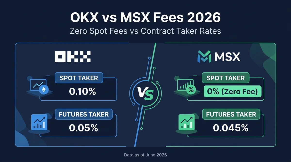 OKX vs MSX Fees 2026: Zero Spot Fees vs Contract Taker Rates — Full Comparison