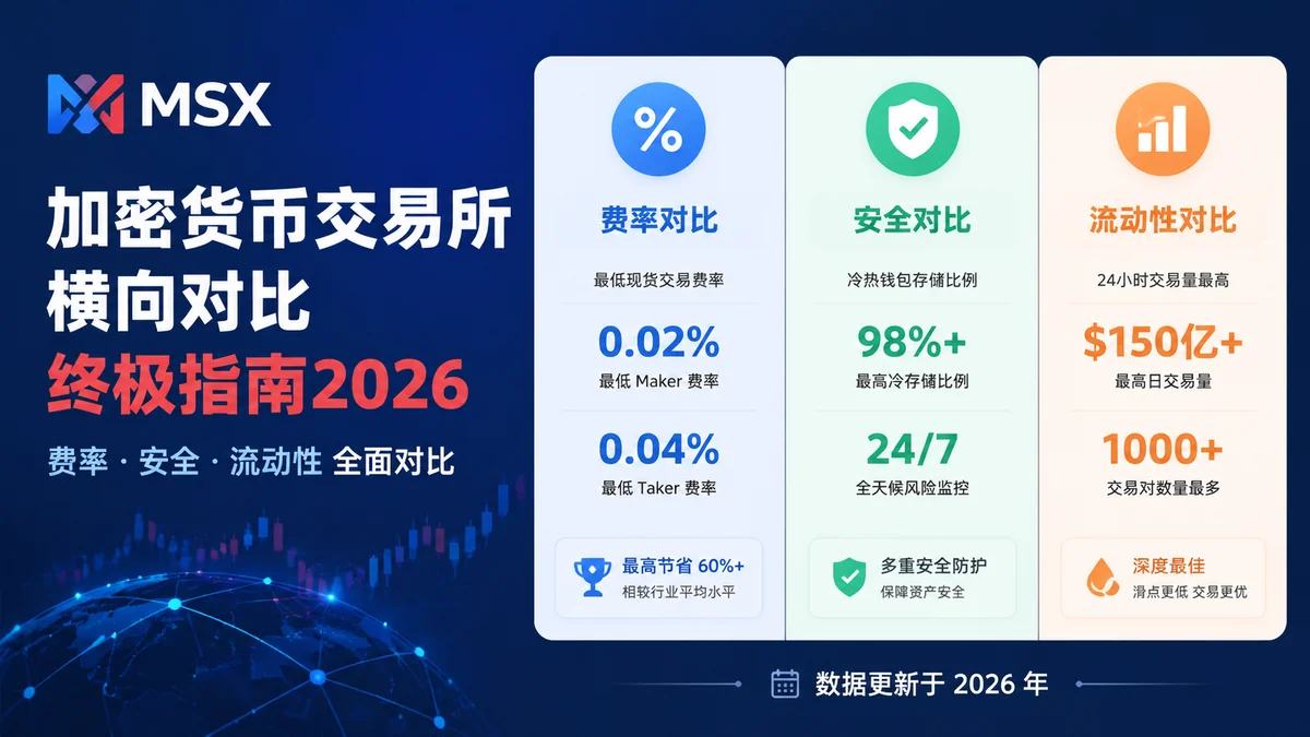 加密货币交易所横向对比终极指南2026：费率、安全、流动性全维度评测