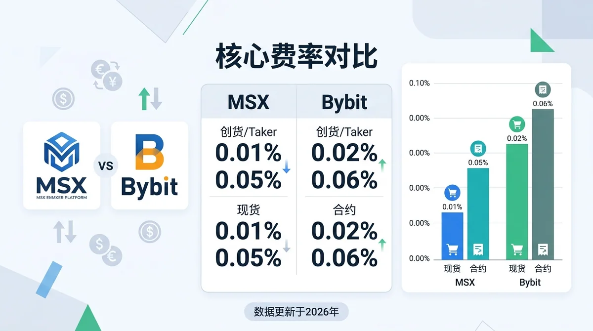 MSX vs Bybit 现货与合约手续费全面对比2026：费率结构、交易成本与功能差异深度解析
